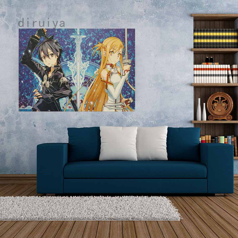 Tấm Áp Phích Treo Tường Trang Trí In Hình Anime Sword Art Online Kirito Asuna