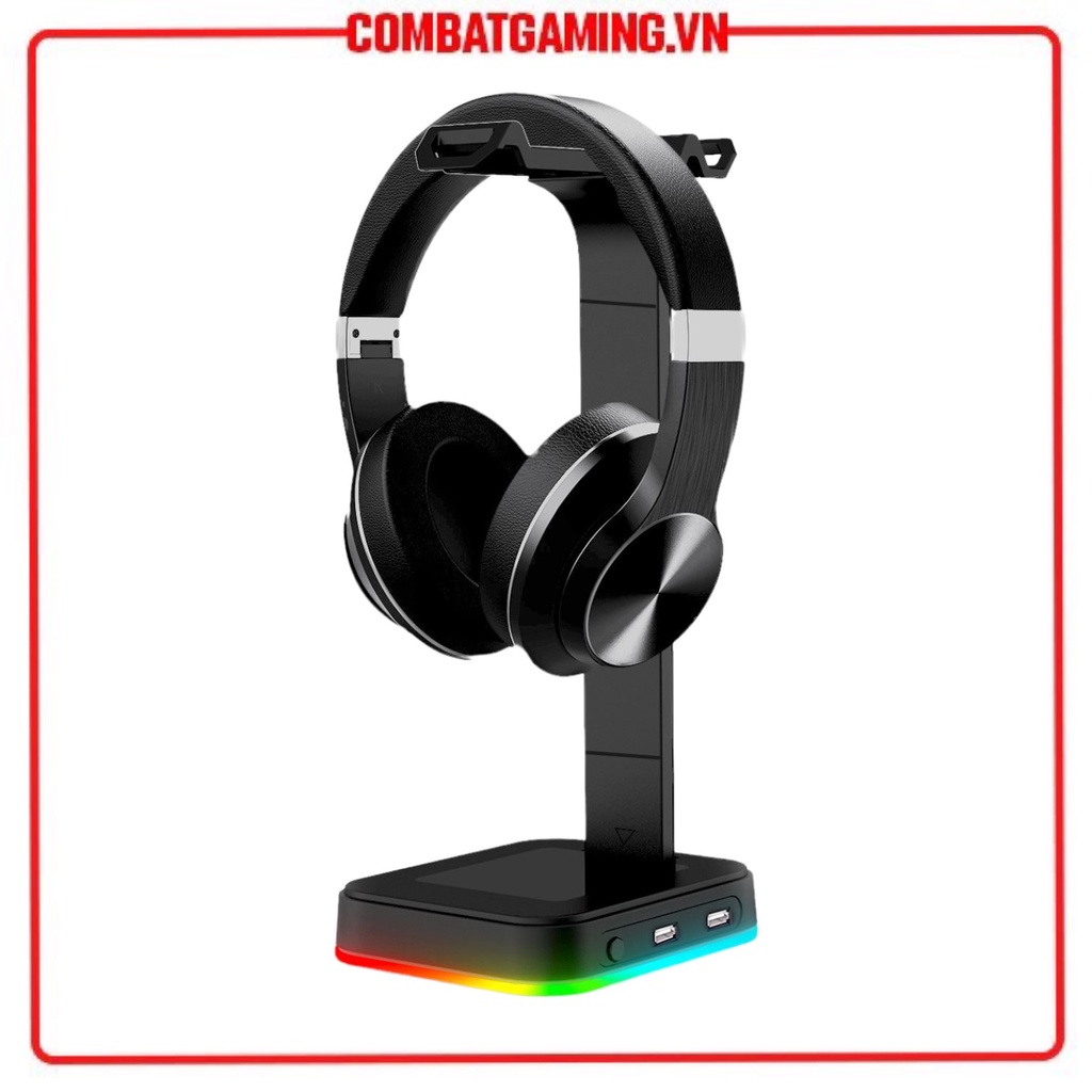 Giá Treo Tai Nghe Led RGB Gaming, Tích Hợp Led Ở Đế Đảo Màu, Có Cổng Mở Rộng USB và 3.5