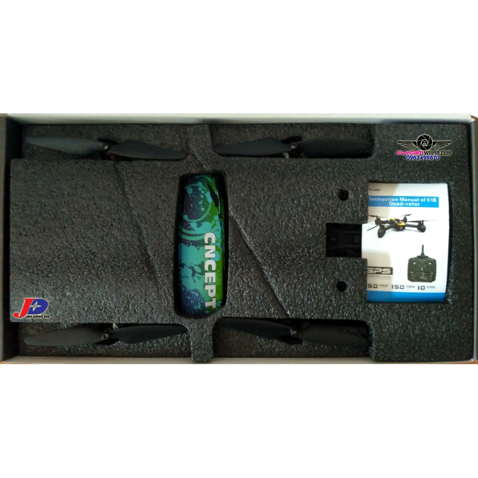 Flycam JXD 518 Tracker GPS 720P HD camera màu xanh