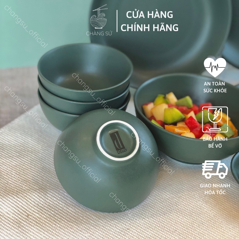Bát cơm sứ xanh cổ vịt hiện đại - Chén ăn cơm đẹp cao cấp Dílo - Vỡ 1 đổi 1