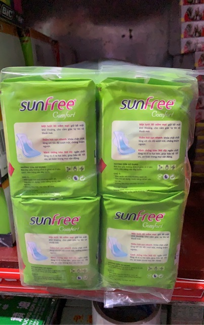 Combo 8 gói băng vệ sinh Sunfree x 8 miếng/gói (giá sỉ)