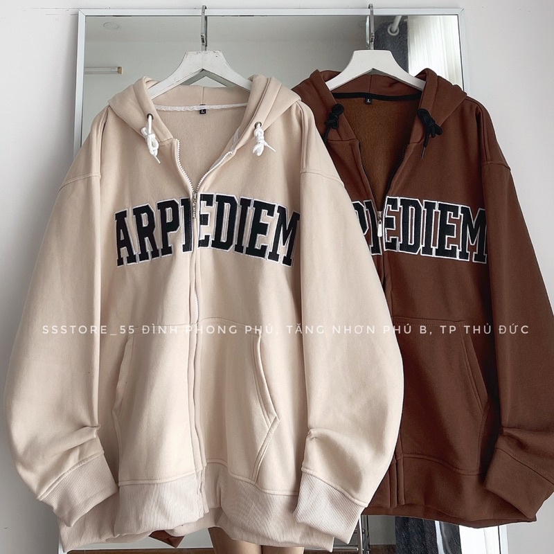 Áo Khoác nỉ ARPI 2 màu Tan_Nâu form rộng unisex nam nữ