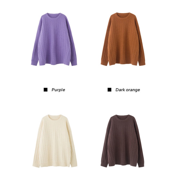 Áo Sweater dáng rộng màu sắc đơn giản trẻ trung phong cách Hàn Quốc cho bạn gái