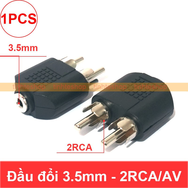 Đầu chuyển audio 3.5mm cái sang AV/RCA đực - Giắc chuyển cổng âm thanh 2 AV/RCA đực ra 3.5mm cái (1 chiếc)