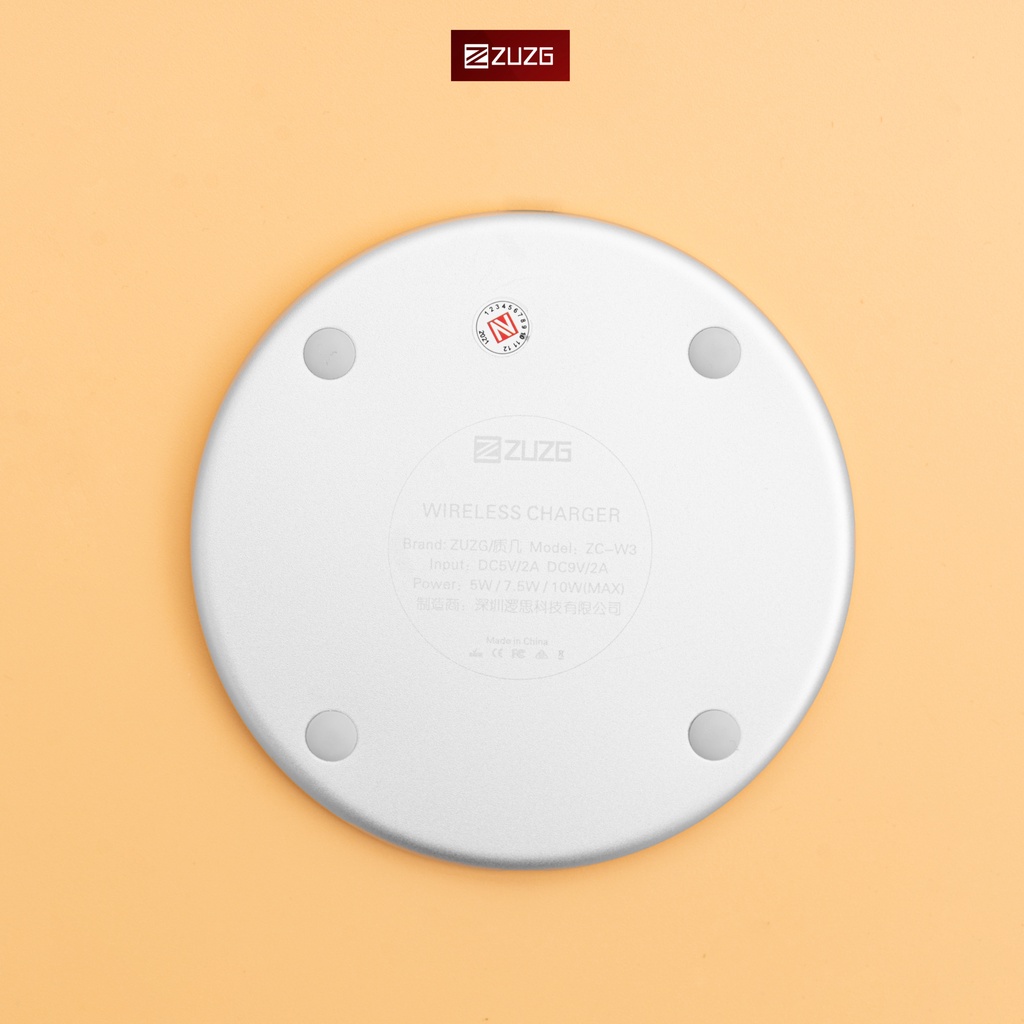 Sạc không dây công nghệ QI 10w tích hợp đèn led - Hàng chính hãng ZUZG