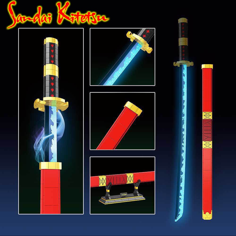Đồ Chơi Lắp Ráp Kiểu LEGO Mô Hình Thanh Kiếm Dạ Quang Quỷ Kiếm Của Zoro Sandai Kitetsu Trong One Piece No.728 Với 803PCS