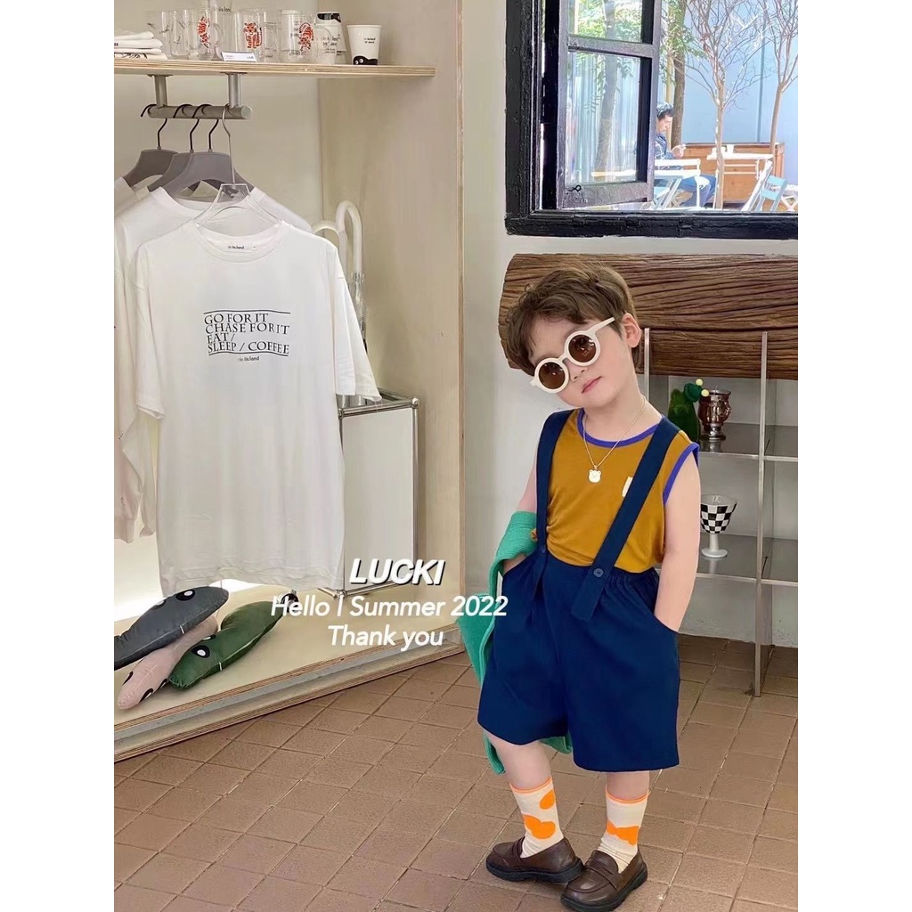 [Babycat Hàng Có Sẵn Bán Chạy Quần Yếm Ngắn Không Tay Phong Cách Hàn Nhật Nhật Bản Thời Trang Mùa Hè 2022 Kiểu Mới Dành Cho Bé Trai