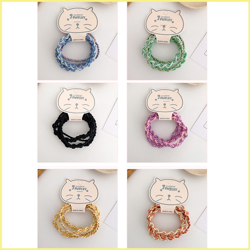 Set 4 Dây Cột Tóc Xoắn Co Dãn Nhiều Màu Phong Cách Hàn Quốc Dễ Thương Hanada K6-T006