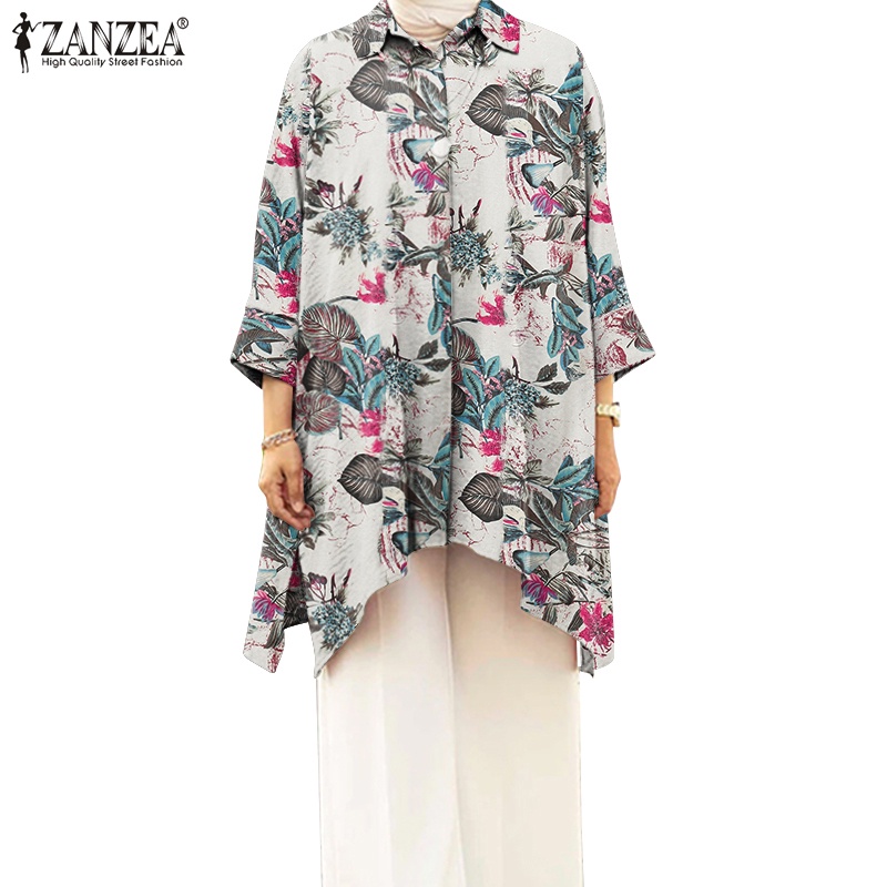 Zanzea Áo Kiểu Hồi Giáo Tay Dài In Hoa Cho Nữ