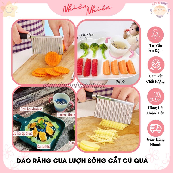 ☘️Ăn dặm BLW☘️Dao răng cưa lượn sóng Inox cắt rau củ cho bé ăn BLW (bé ăn tự chỉ huy)