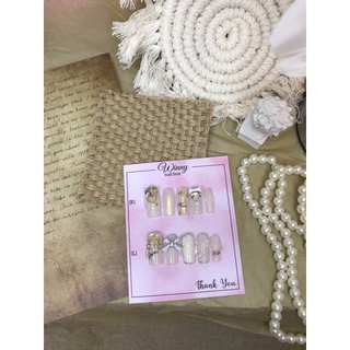 Nailbox móng úp móng giả thạch nude nơ đá