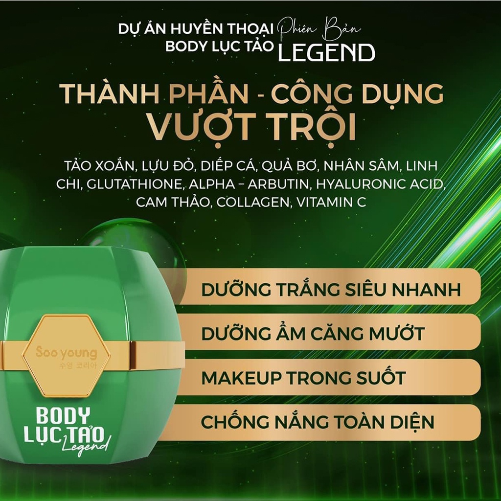 Kem body dưỡng trắng da lục tảo Soo Yong tạo làn da trắng sáng mịn màng từ sâu bên trong 250g - Beauty at home