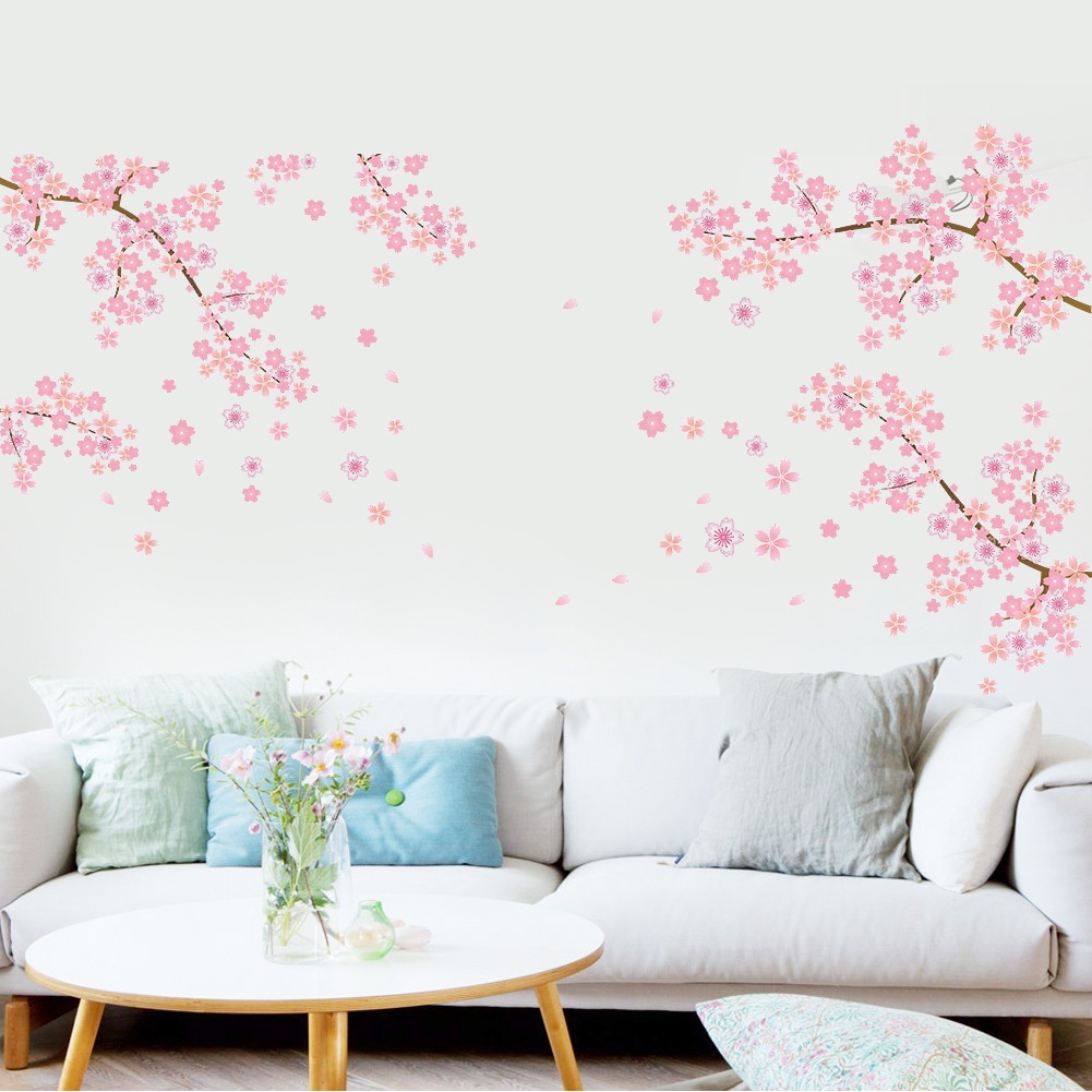 Set 2 Sticker Dán Tường Trang Trí Hình Hoa Đào 35cm*50cm