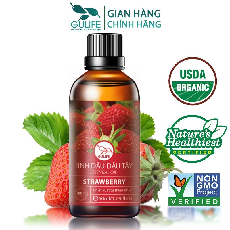 Tinh Dầu Thiên Nhiên Dâu Tây Nguyên Chất GULIFE-DT, Nhập Khẩu Cao Cấp, Tinh Dầu Xông Phòng Thư Giãn 10ml-50ml
