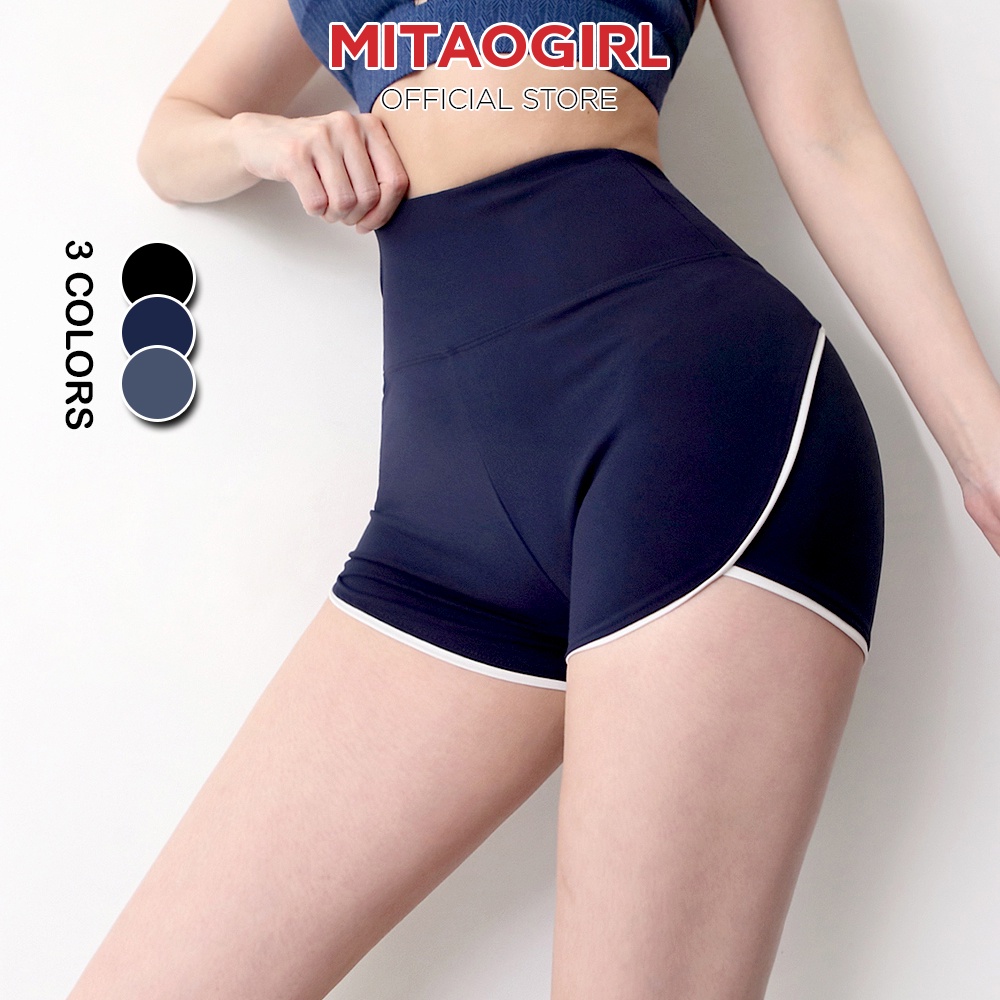 Quần short tập gym yoga nữ MITAOGIRL dáng quần đùi ngắn cạp cao chất liệu thun poly mền mịn co giãn