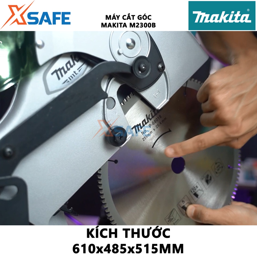 Máy cưa đa góc Makita M2300B Máy cắt nhôm công suất 1500W, đường kính đĩa cưa 255mm, kèm phụ kiện tháo gỡ, giá đỡ, túi