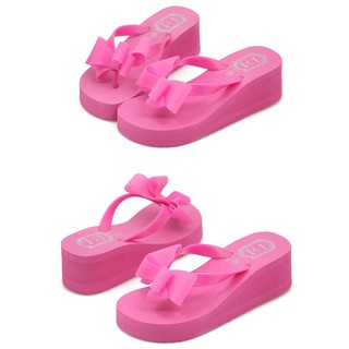 Dép xốp nữ cao 5cm đính nơ