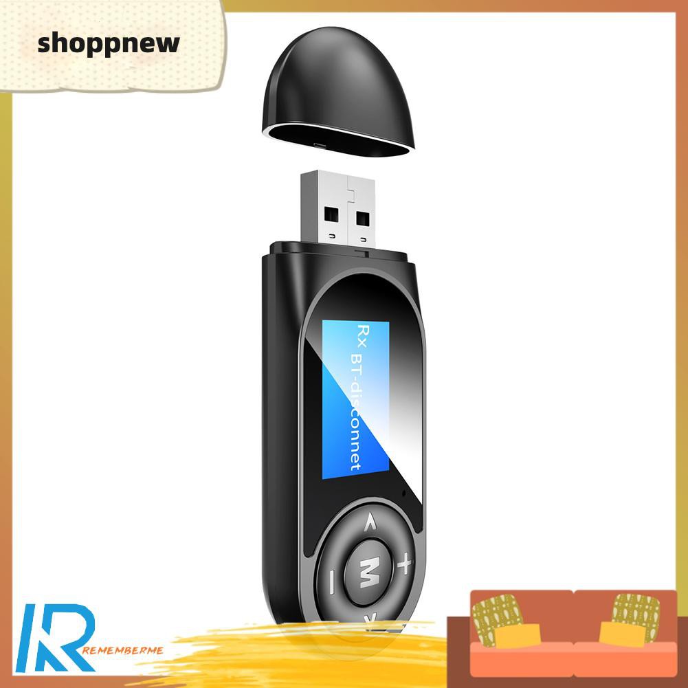 Shoppnew T13 LCD 3.5mm 2 in 1 Bluetooth Audio Transmitter Receiver Adapter for TV