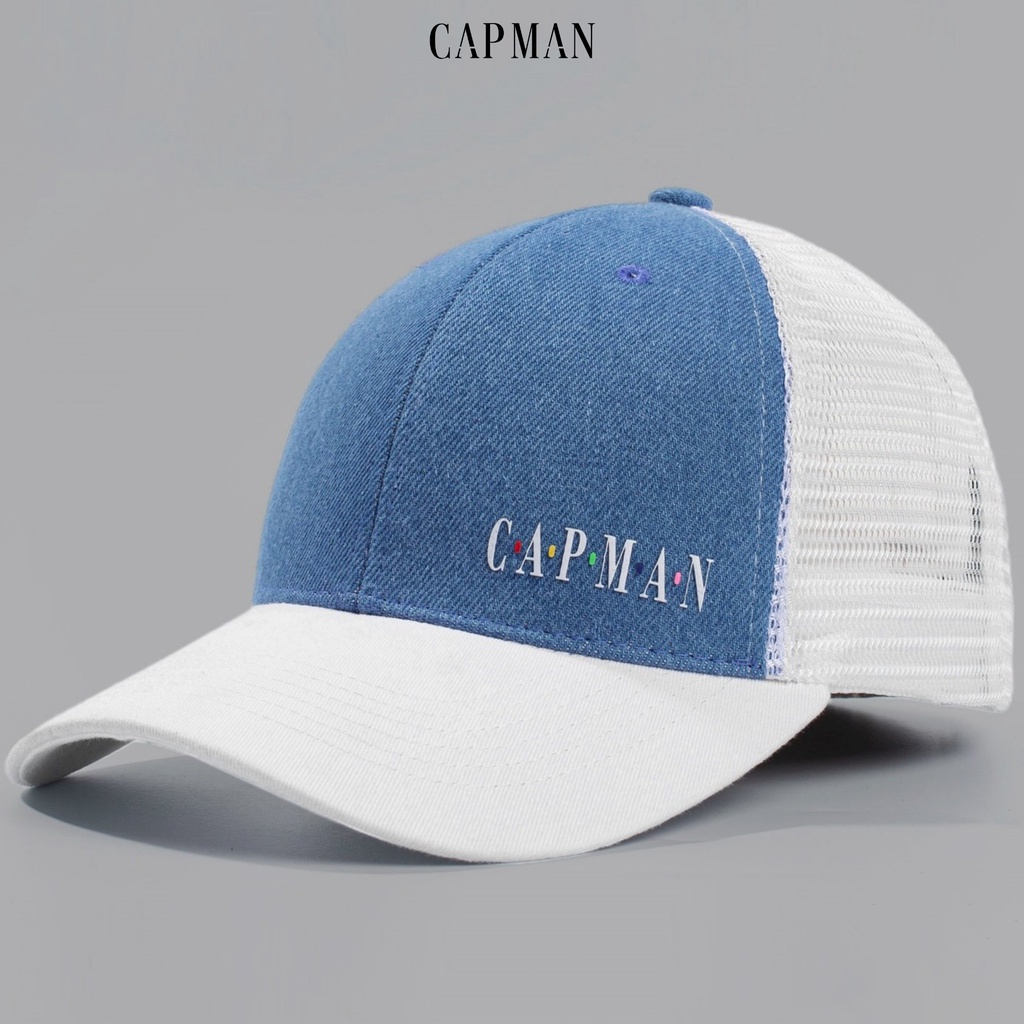 Mũ lưỡi trai CAPMAN chính hãng full box, nón kết nam thể thao jean phối lưới CM119 màu xanh thumbnail