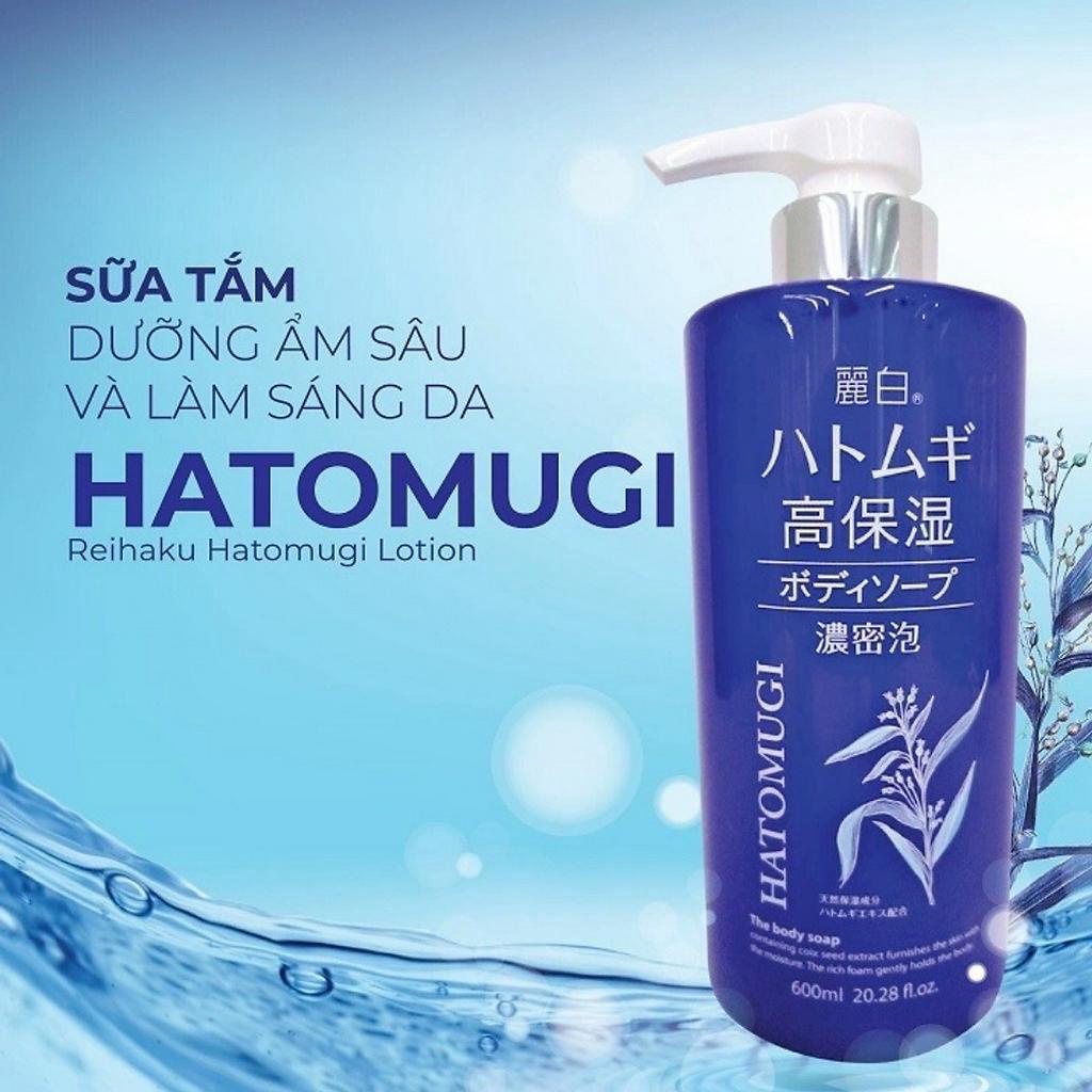 Sữa Tắm Hatomugi Ý Dĩ dưỡng ẩm sâu và làm sáng da 600ml Reihaku Moisture Rich Body Soap