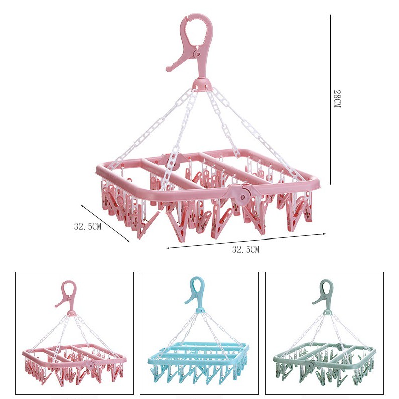 Móc phơi đồ 32 kẹp đa năng- màu ngẫu nhiên