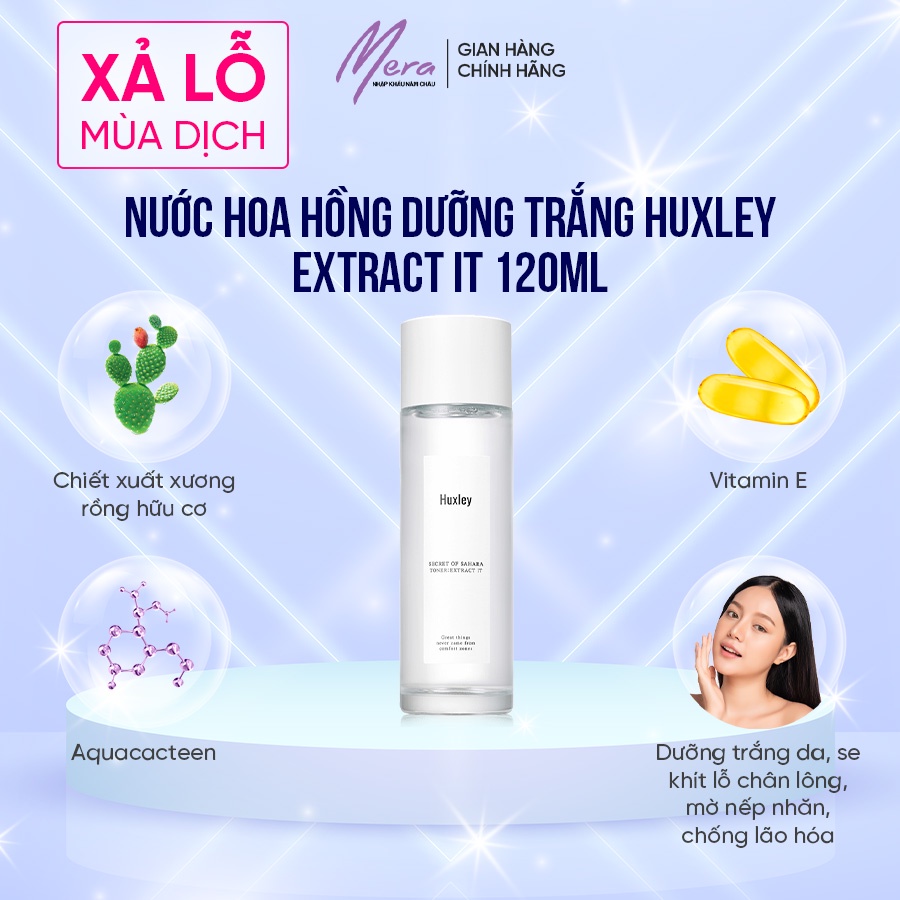 Nước hoa hồng dưỡng trắng Huxley Extract It 120ml