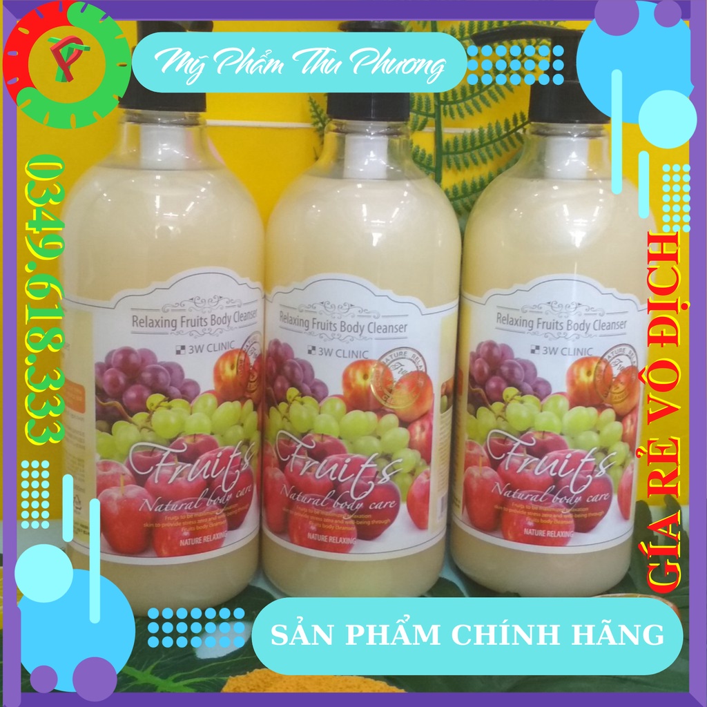 SỮA TẮM TRÁI CÂY MỸ PHẨM CHĂM SÓC LÀM TRẮNG DA VÀ CƠ THỂ HÀN QUỐC CHÍNH HÃNG 3W CLINIC RELAXING FRUITS BODY CLEANSER