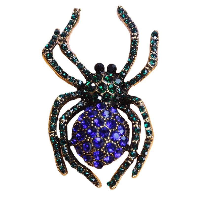 Animal Party Retro Women Rhinestone Rhinestone Rhinestone inlaid spider Brooch Badge Lapel Jewelry gift