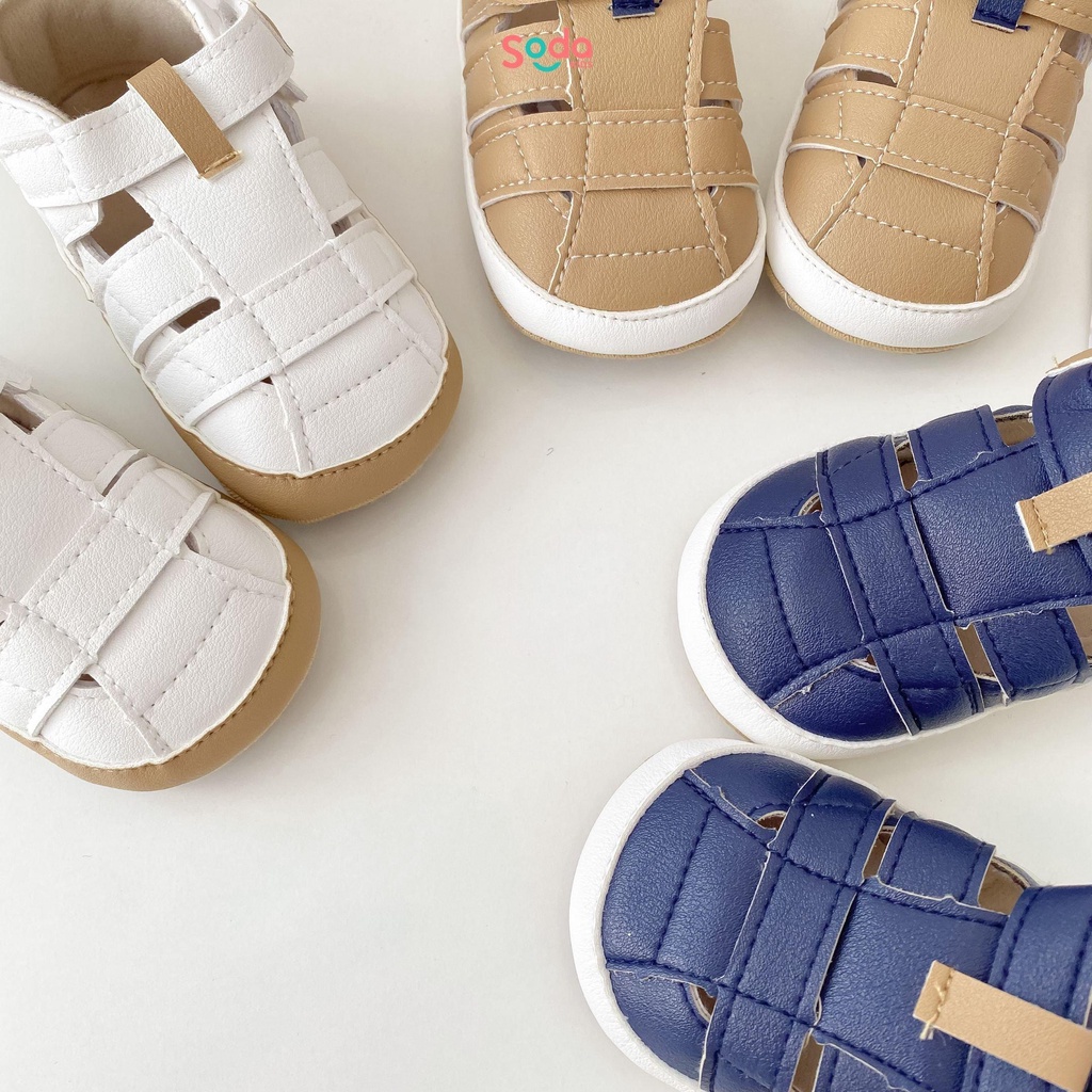Giày tập đi cho bé SODA KIDS 3 màu quai dán, da mềm phong cách Hàn Quốc