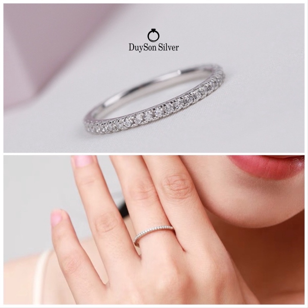 Nhẫn bạc 925 nữ đính đá đẹp đơn giản Duyson