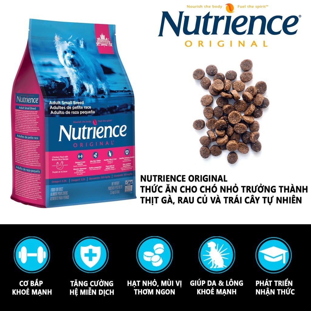 [DINH DƯỠNG CAO] Nutrience Original Thức Ăn Cho Chó Giống Nhỏ 2,5Kg - Thịt Gà, Rau Củ &amp; Trái Cây Tự Nhiên