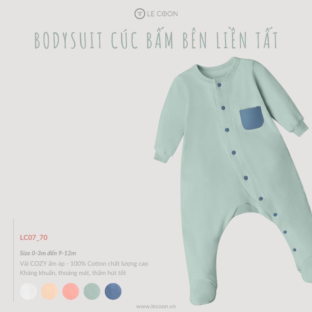 LECOON- Bodysuit bé trai bé gái cúc bấm bên liền tất Lecoon LC0770