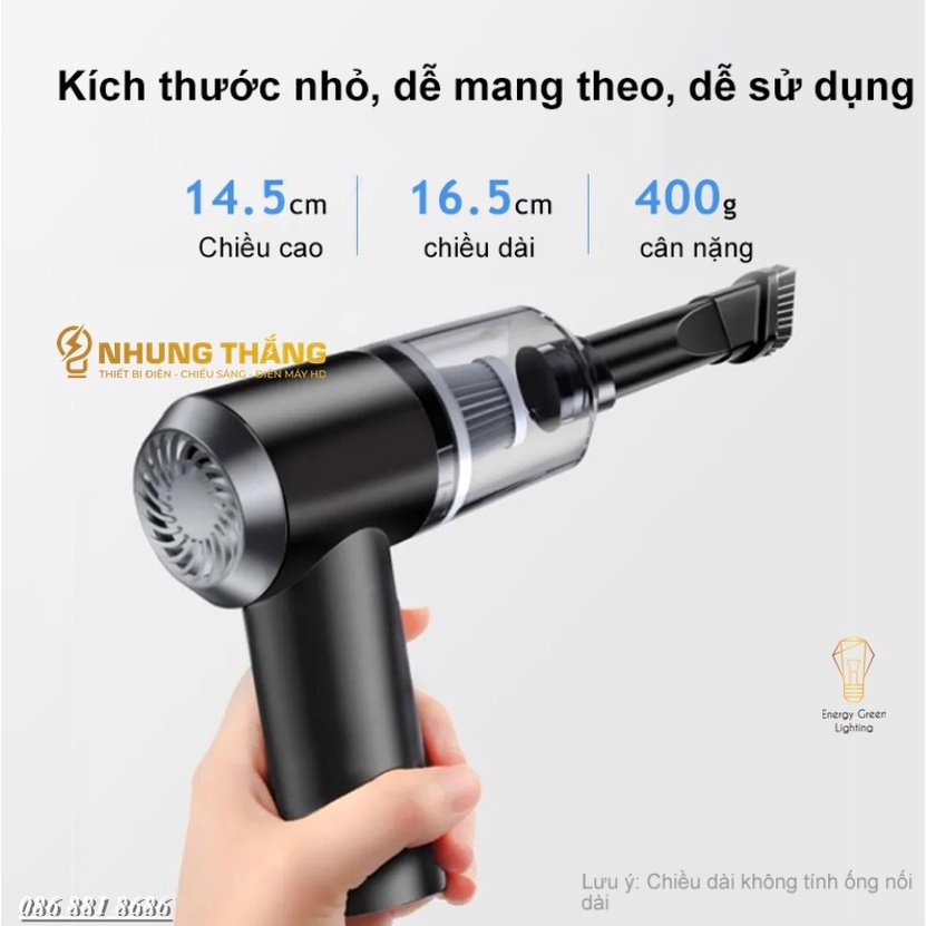 Máy Hút Bụi Không Dây Cầm Tay Trên Ôtô HB-660 - Lực Hút Mạnh - Dung Tích 0.5L - Công Suất 120w - Pin Sạc Tích Điện