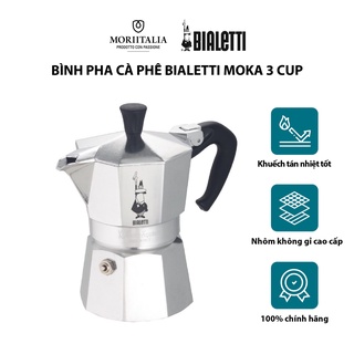 Mua Bình pha cà phê Bialetti chính hãng 100% xuất xứ Ý  Moka 3 cup  chất liệu nhôm cao cấp Moriitalia 990001162