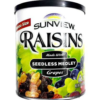 Date 2023 Nho khô Raisins Sunview Mỹ Mix Hộp 425gr