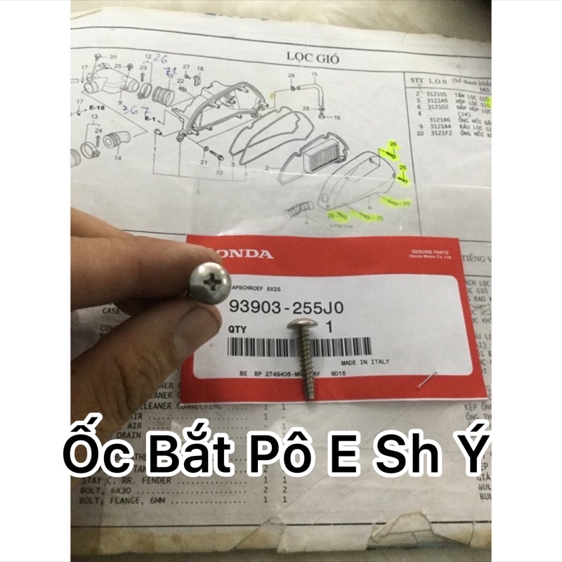 Ốc bắt pô e ( Bầu lọc Gió ) Sh Ý , Dylan , Ps