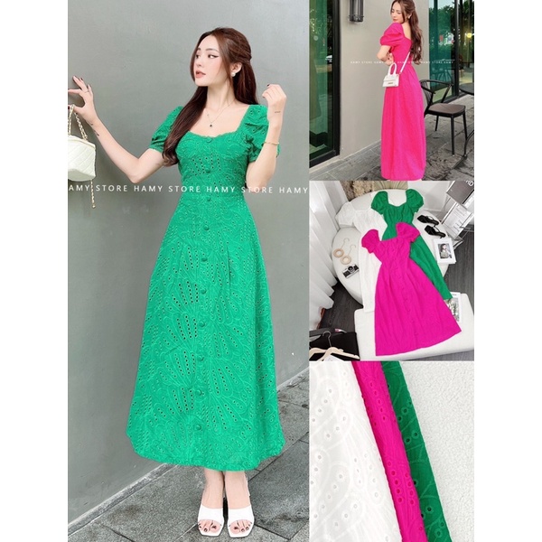 Đầm Xô Cổ Vuông Viền Ren
