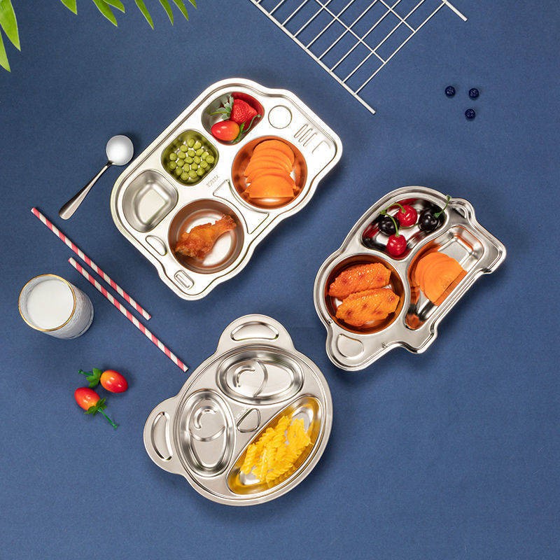 Bộ đồ ăn trẻ em bằng thép không gỉ phim hoạt hình đĩa thức ăn nhanh