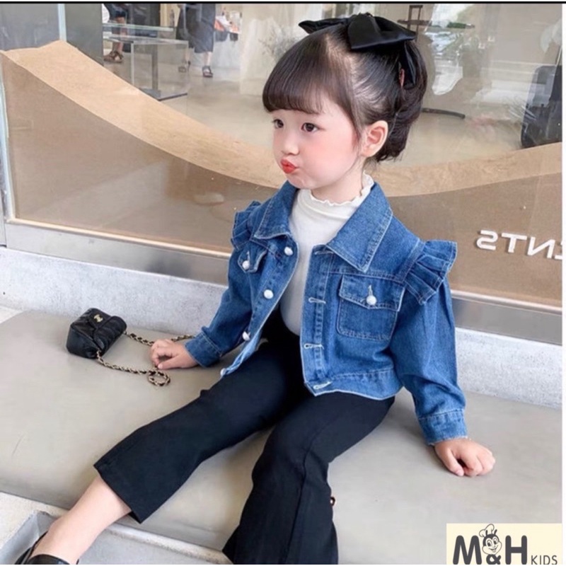 Set Áo Khoác Jean Và Quần Kaki Ống Loe Cho Các Bé GÁI Cực Sành Điệu NIAKI - TT59