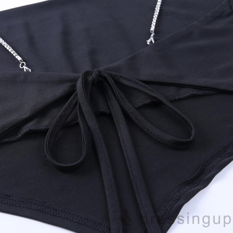 Áo yếm nữ thắt dây sau lưng gợi cảm màu trơn đen thời trang