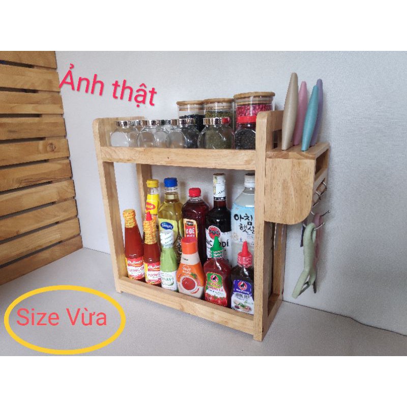 Kệ Gỗ Gia Vị Bếp 2 Tầng Cao Cấp. Hàng Xuất Khẩu Của Việt Nam