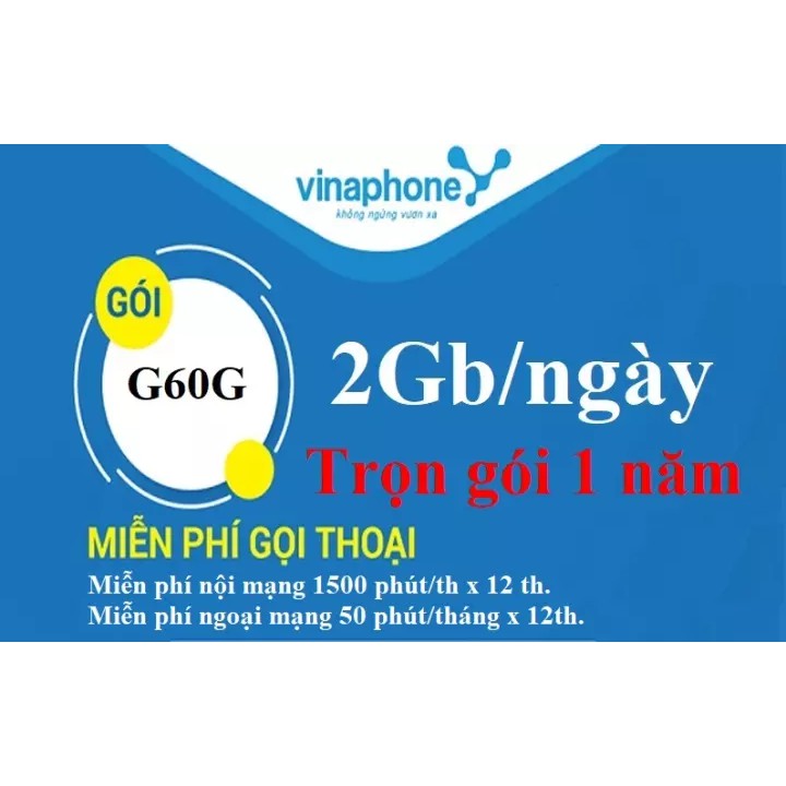 Sim 4G Vinaphone VD89 - Trọn Gói 1 Năm , Miễn Phí 2GB/NGÀY Data, nghe gọi thả ga