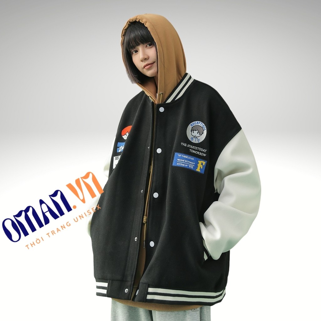 Áo khoác bomber nỉ IN DINNER form rộng Unisex Áo bomber nỉ Cardigan trần bông trẻ trung Oman | BigBuy360 - bigbuy360.vn