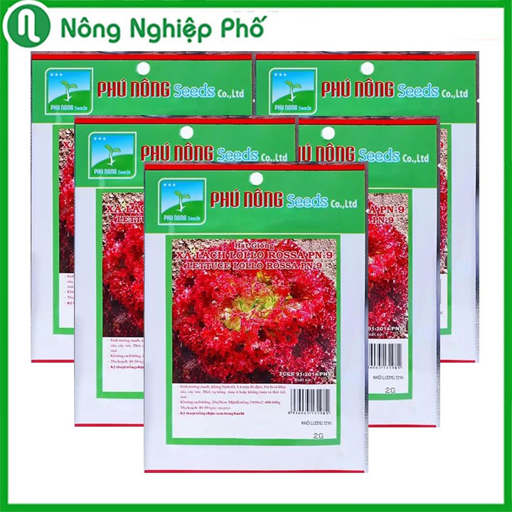 Hạt Giống Xà Lách Lollo Rossa Hà Lan PHÚ NÔNG Gói 2 Gram