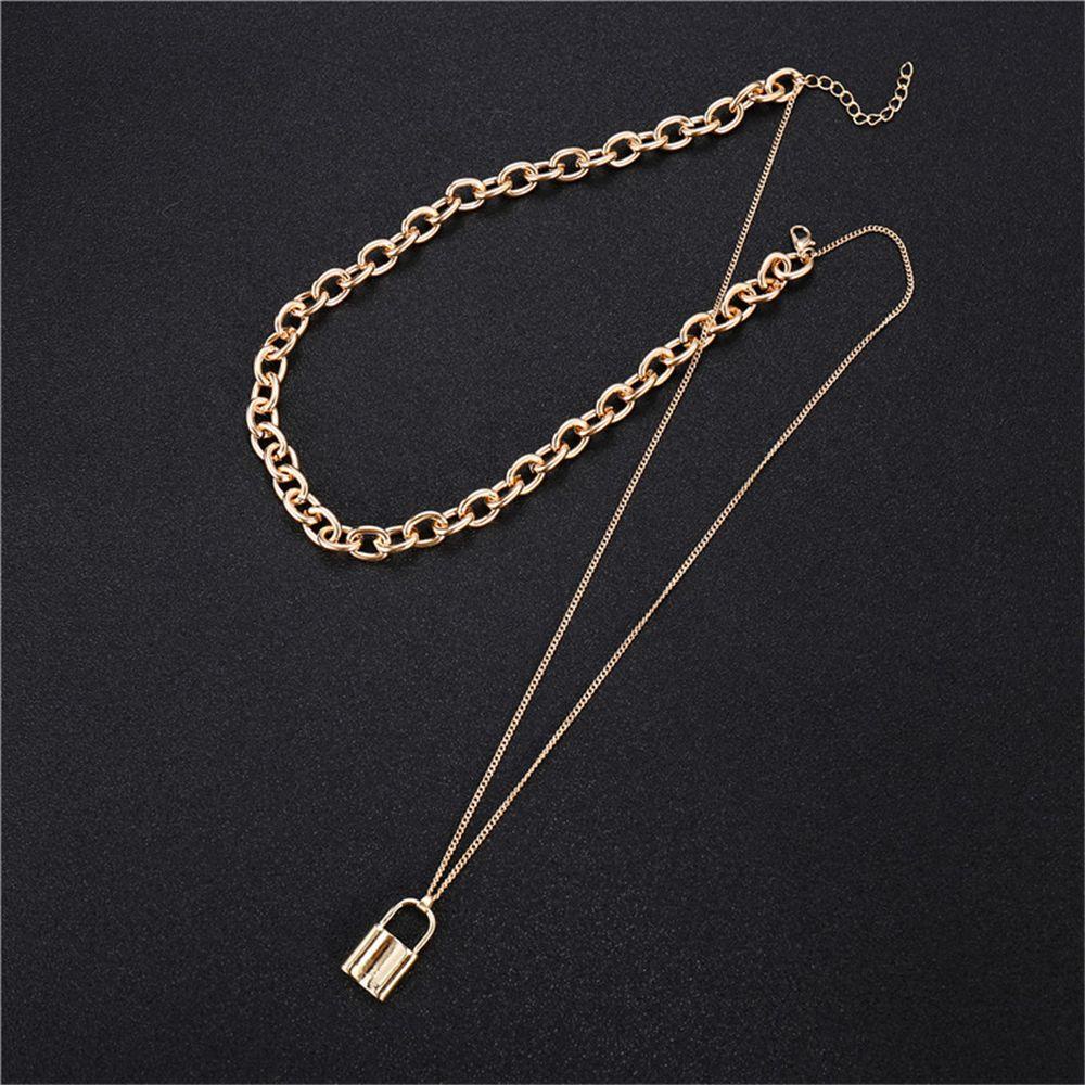 Vòng cổ Bằng Thép Không Gỉ Mặt Ổ Khóa Thời Trang Boho