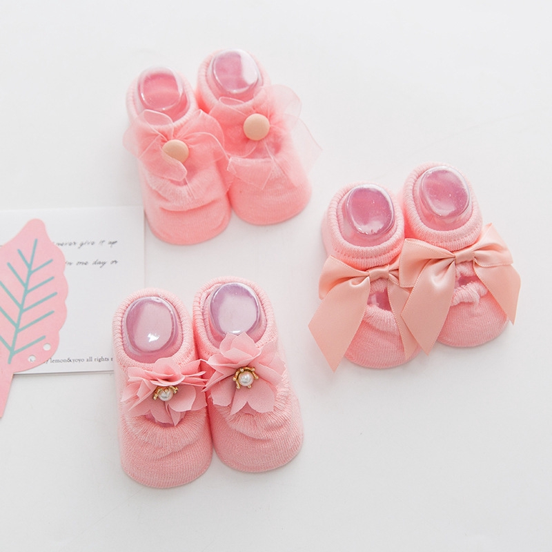 Bộ 3 Đôi Vớ Cotton Dễ Thương Cho Bé Gái Sơ Sinh