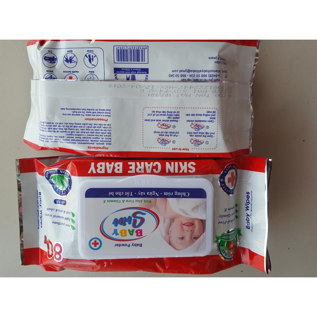 Giấy Ướt Bịch Baby Siri ,Wipes Chống Rôm - Ngừa Sảy 80 gr - không mùi