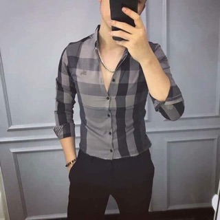 Sơ mi kẻ nam nữ burberry