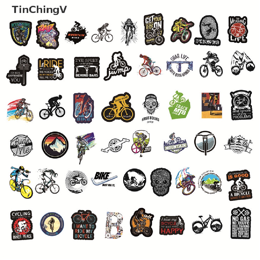 Set 50 Miếng Dán Trang Trí Xe Đạp Leo Núi / Du Lịch