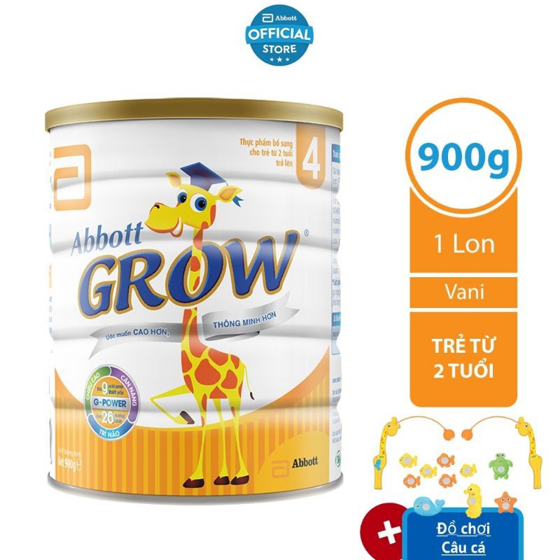 1 lon sữa Abbott grow 900,g tặng bộ câu cá